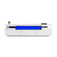 TV-SCHRANK 160/39/42 cm weiß mit 16 Farben LED-Beleuchtung und 3 Schubladen für 70 Zoll Fernseher - Weiß, Holzwerkstoff (160/42/39cm) - OKWISH