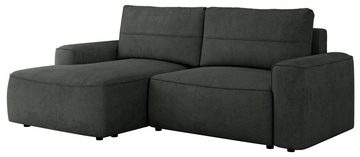 ECKSOFA BELLUNO L Dunkelgrau Strukture - Links - Dunkelgrau/Schwarz, Textil (144/233cm) - MKS