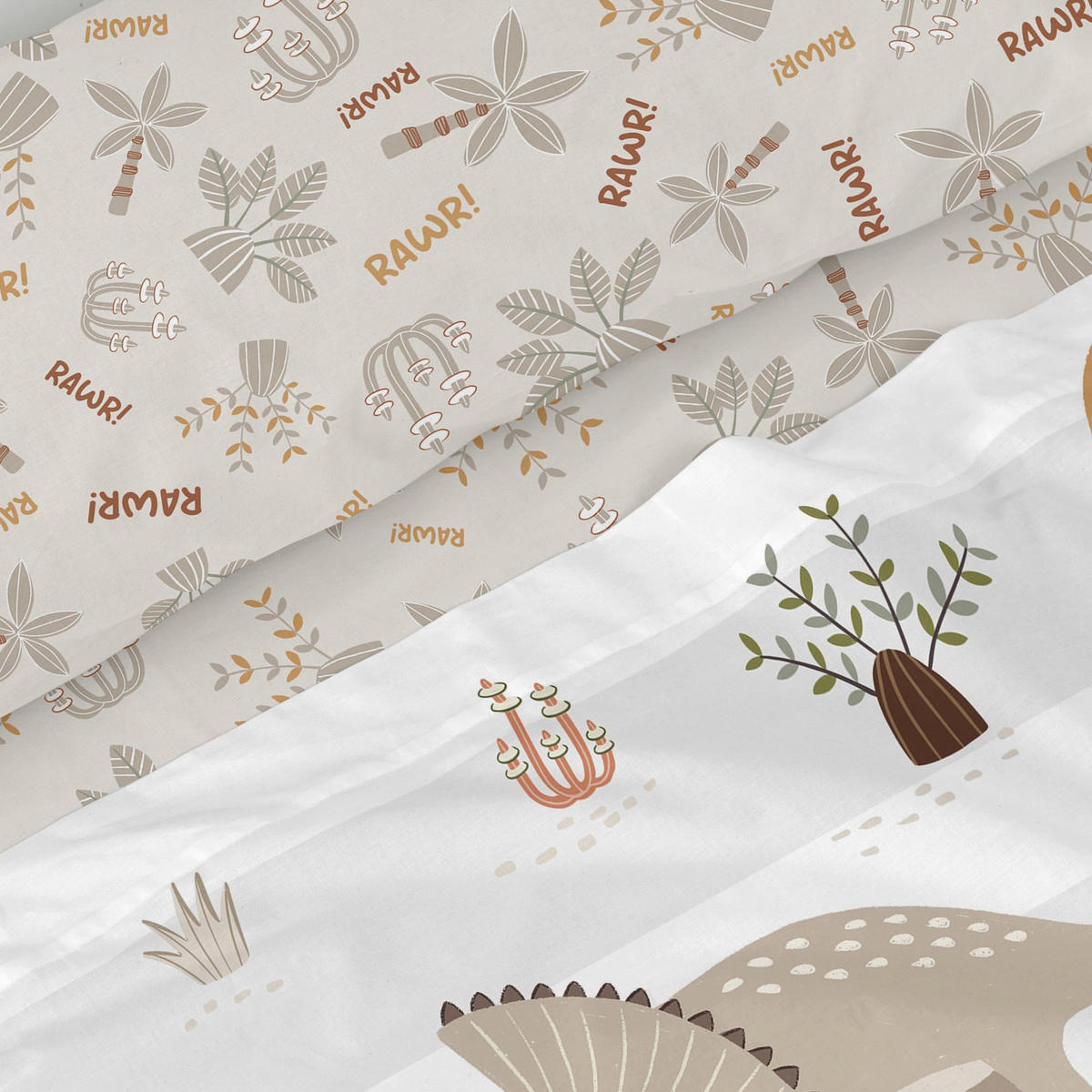 BETTWÄSCHE 2er-Set teiliges dino family 160x270 cm mehrfarbig - Multicolor, Textil (160/270cm) - Happy Friday