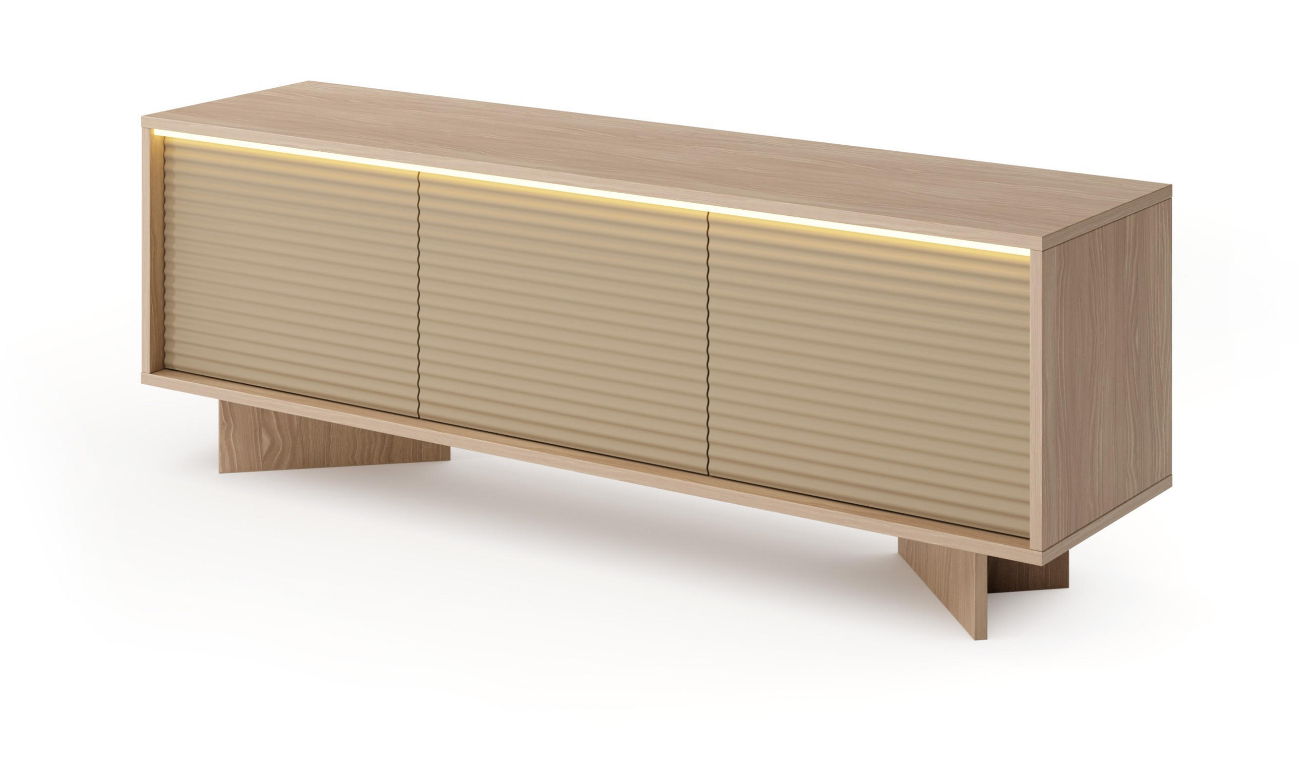 TV-SCHRANK 154 cm Spirit, LED, 3 Türen, Cappuccino - Eichefarben/Cappuccino, Holz (154/54/40cm) - Emporius