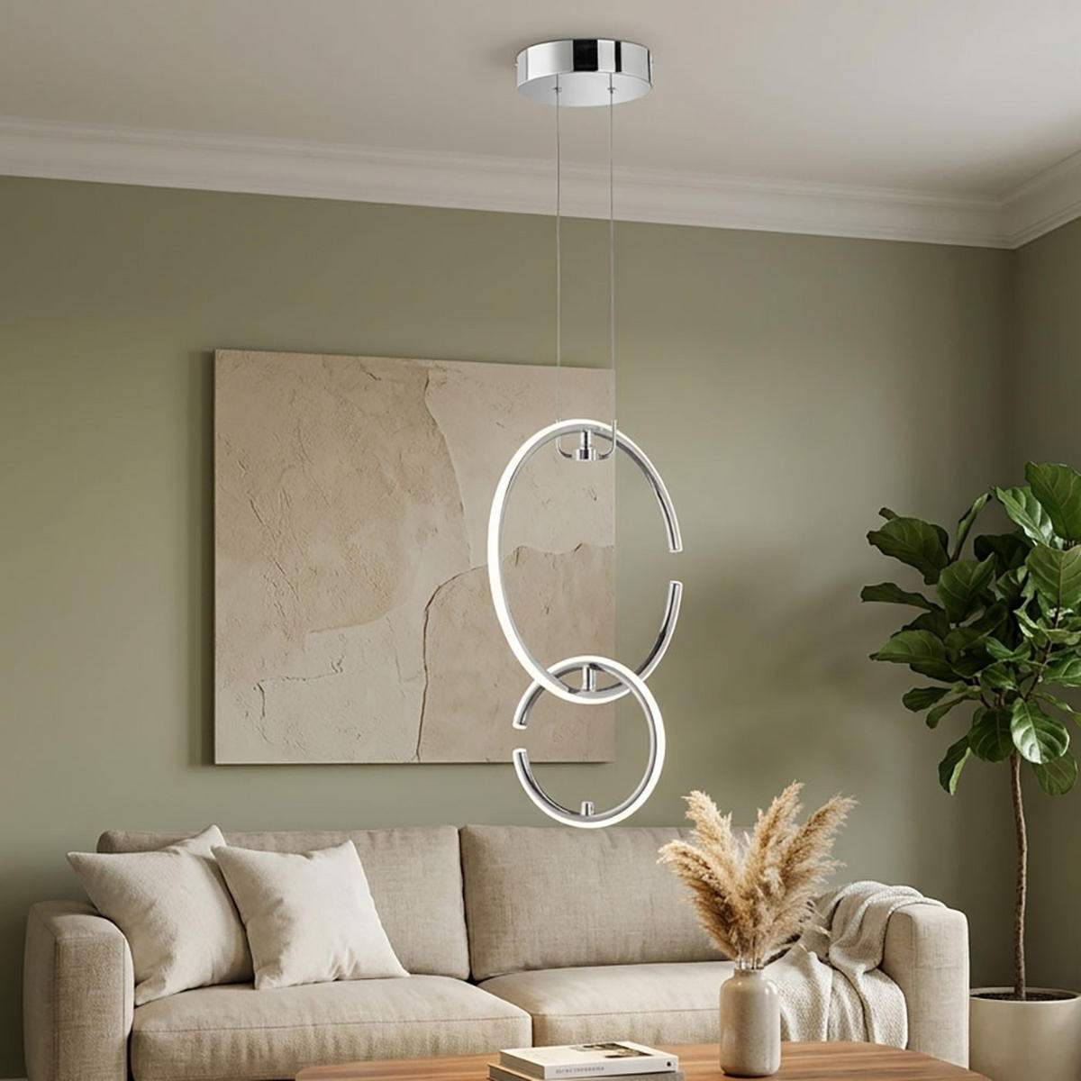 LED HÄNGELEUCHTE Ringe Silber Chrom - Silberfarben, Metall (35/21/230cm) - Wofi