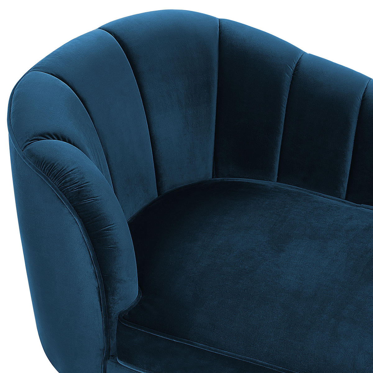 CHAISELONGUE Samtstoff marineblau linksseitig Allier - Blau/Goldfarben, Textil (150/75/76cm) - Beliani