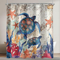 DUSCHVORHANG Schildkröte Seesterne 180 x 200 cm - Multicolor, Textil (180/200cm)