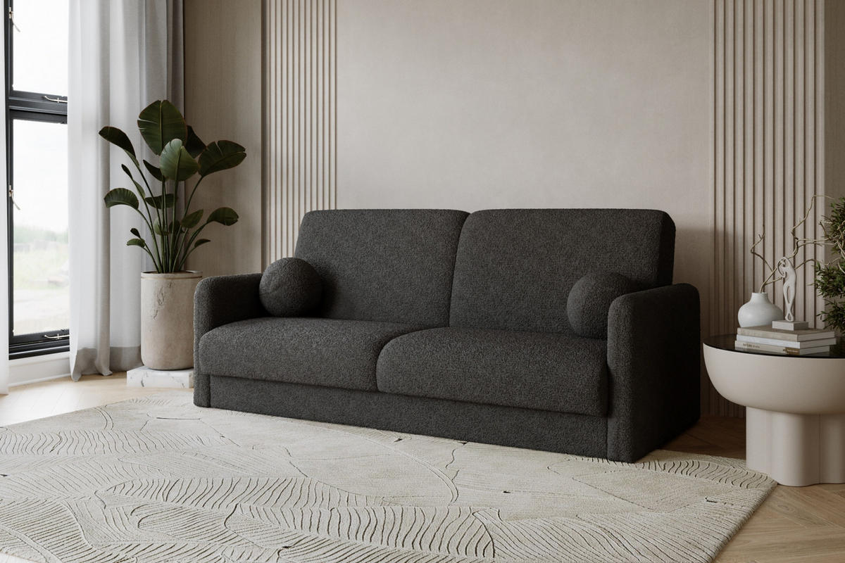 SOFA CLASSY 214cm breit in Boucle Grau - Grau, Holz/Holzwerkstoff (214/93/100cm) - Deine Möbel 24