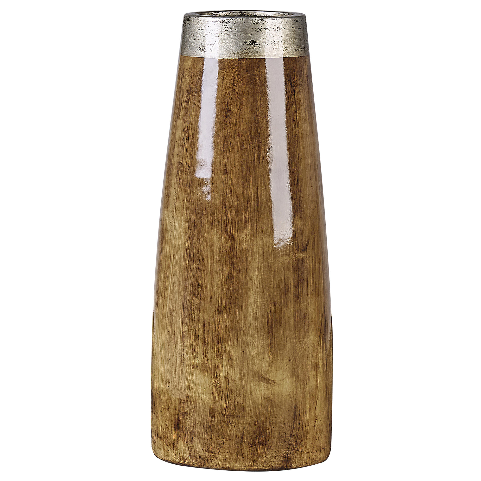 DEKOVASE Terrakotta dunkler holzfarbton Cyrene - Dunkelbraun, Stein (50cm) - Beliani