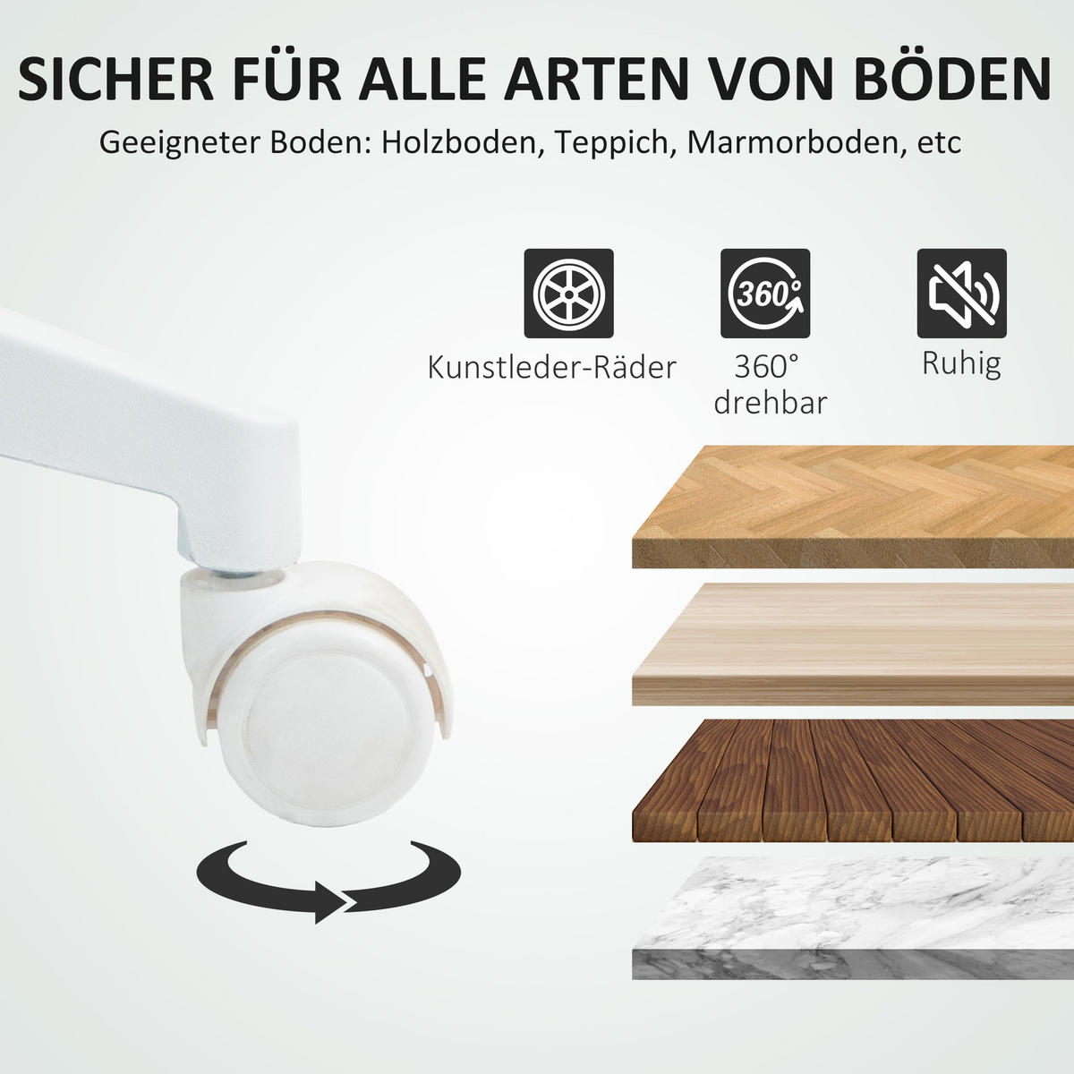 BÜROSTUHL Ergonomischer Schreibtischstuhl mit Armlehne, Fußring, Grau - Grau, Textil (57.5/121/61.5cm) - HOMCOM