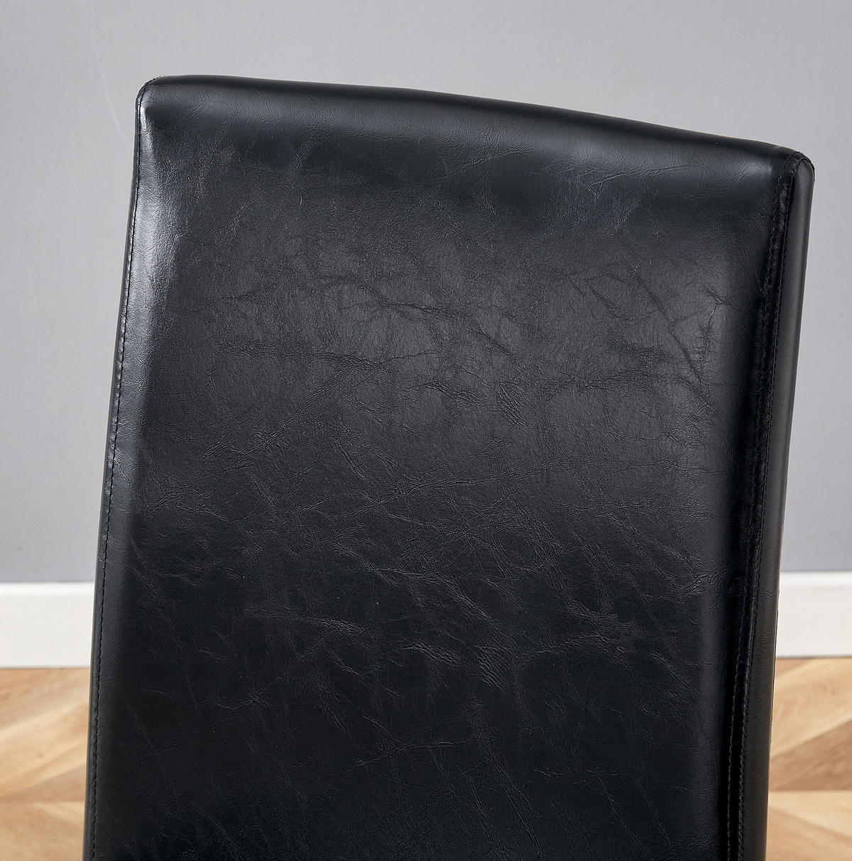 ESSZIMMERSTUHL 4er-Set 90 cm PU-Leder Schwarz Nussbaumoptik - Schwarz, Metall (47/90/41cm) - Meubliv
