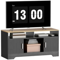 LOWBOARD Schwarz/Natur 105/40/52 cm, 2 Türen, Kabelmanagement - Schwarz, Holzwerkstoff (105/52/40cm) - PANGIVO