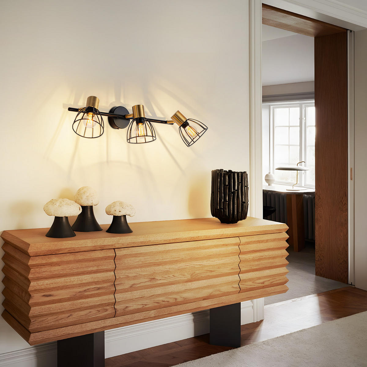 WANDLEUCHTE Glowyn 48/18/18 cm - Schwarz, Metall (18/18/48cm) - ZMH