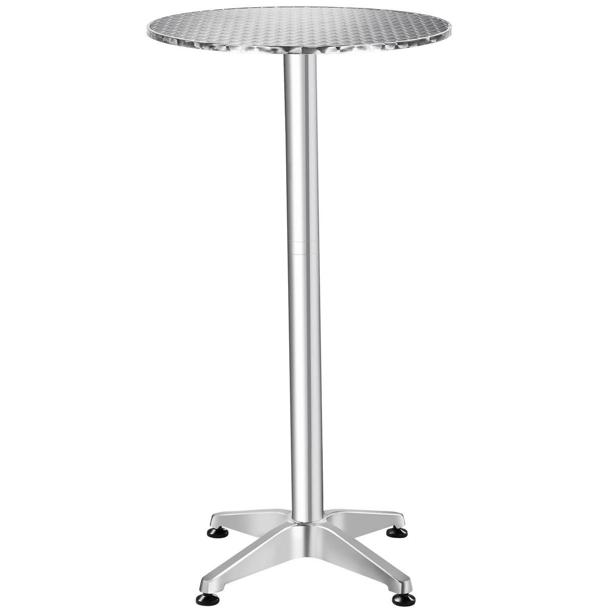 BISTROTISCH aus Aluminium Frederic, höhenverstellbare Kunststofffüße, silber - Silberfarben, Holz (67/67/110cm) - tectake
