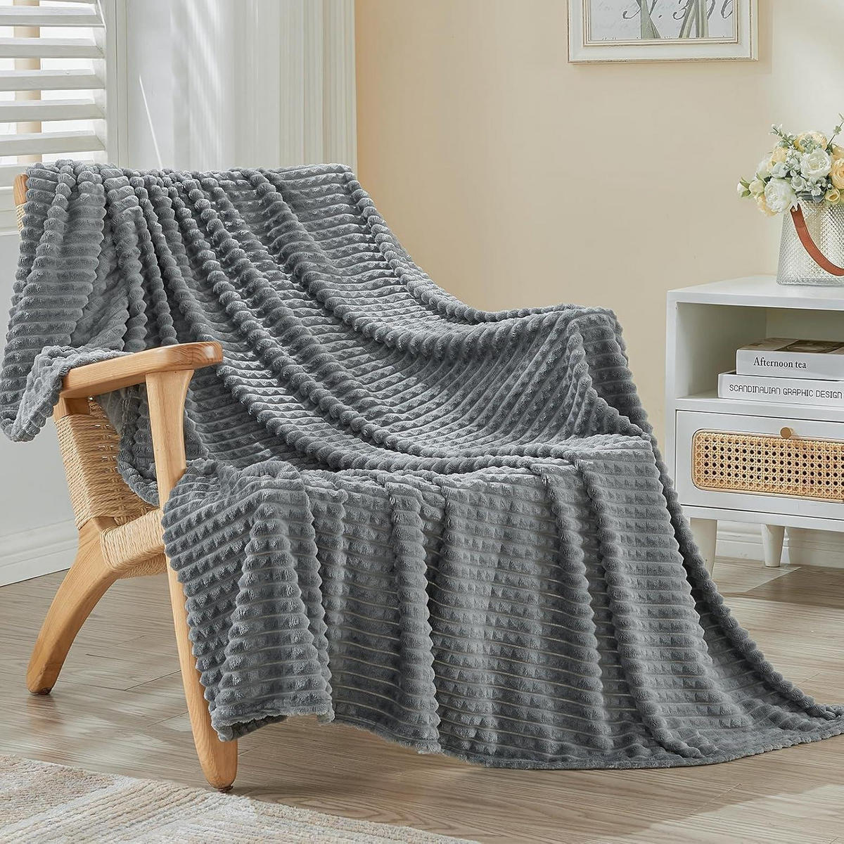KUSCHELDECKE 3D-Touch-Erlebnis 200 x 230 cm Dunkelgrau - Grau, Textil (200/230cm)