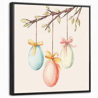 LEINWAND Bilder mit Rahmen - Osterkuchen - Schleife - Eier - 50x50 - Creme, Textil (50/50cm) - MuchoWow