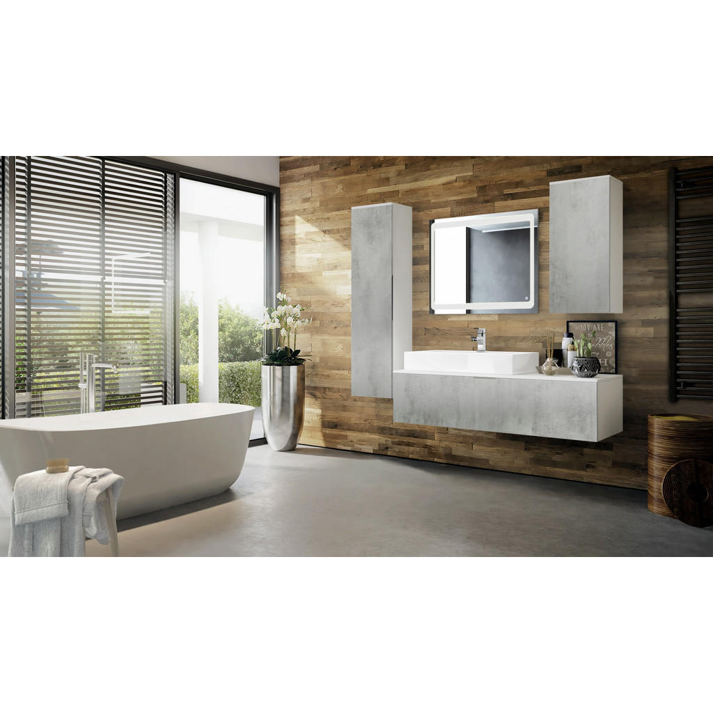 Thumbnail - Vladon Badmöbelset, Hellgrau, Holzwerkstoff, 210x185x51 cm, Badezimmer, Badmöbelsets & Badmöbelserien, Badmöbel-Sets