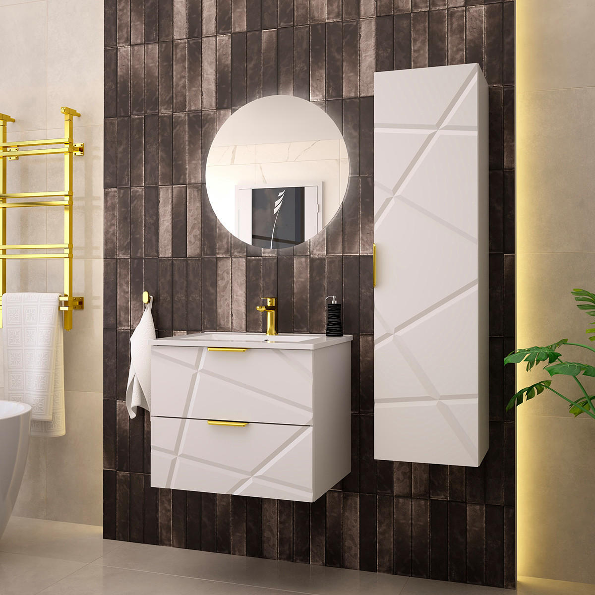 HÄNGESÄULE Aurora Weiß - Weiß, Holzwerkstoff (34.5/130/31.8cm) - Petits-meubles