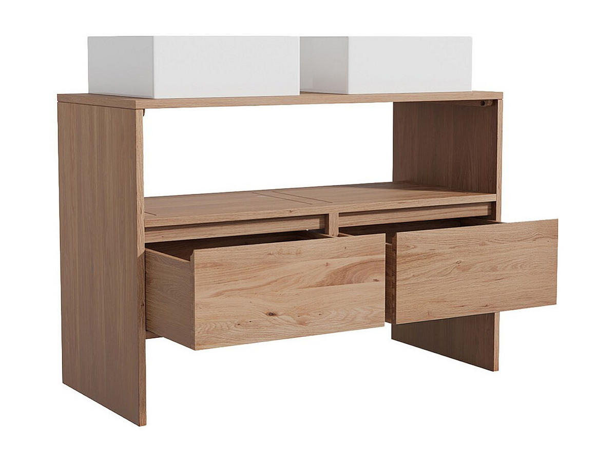 DOPPELWASCHTISCH - 110 cmcm x 50 cmcm - Holz, Platte - Naturfarben Hell - CAVIZO - Naturfarben, Holz (110/78/50cm) - Vente-Unique