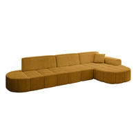 ECKSOFA Ottomane Rechts LIVO-L2 - 337x173x79,5 cm Senfgelb - Currygelb/Gelb, Holzwerkstoff/Textil (337/173cm) - ALTDECOR