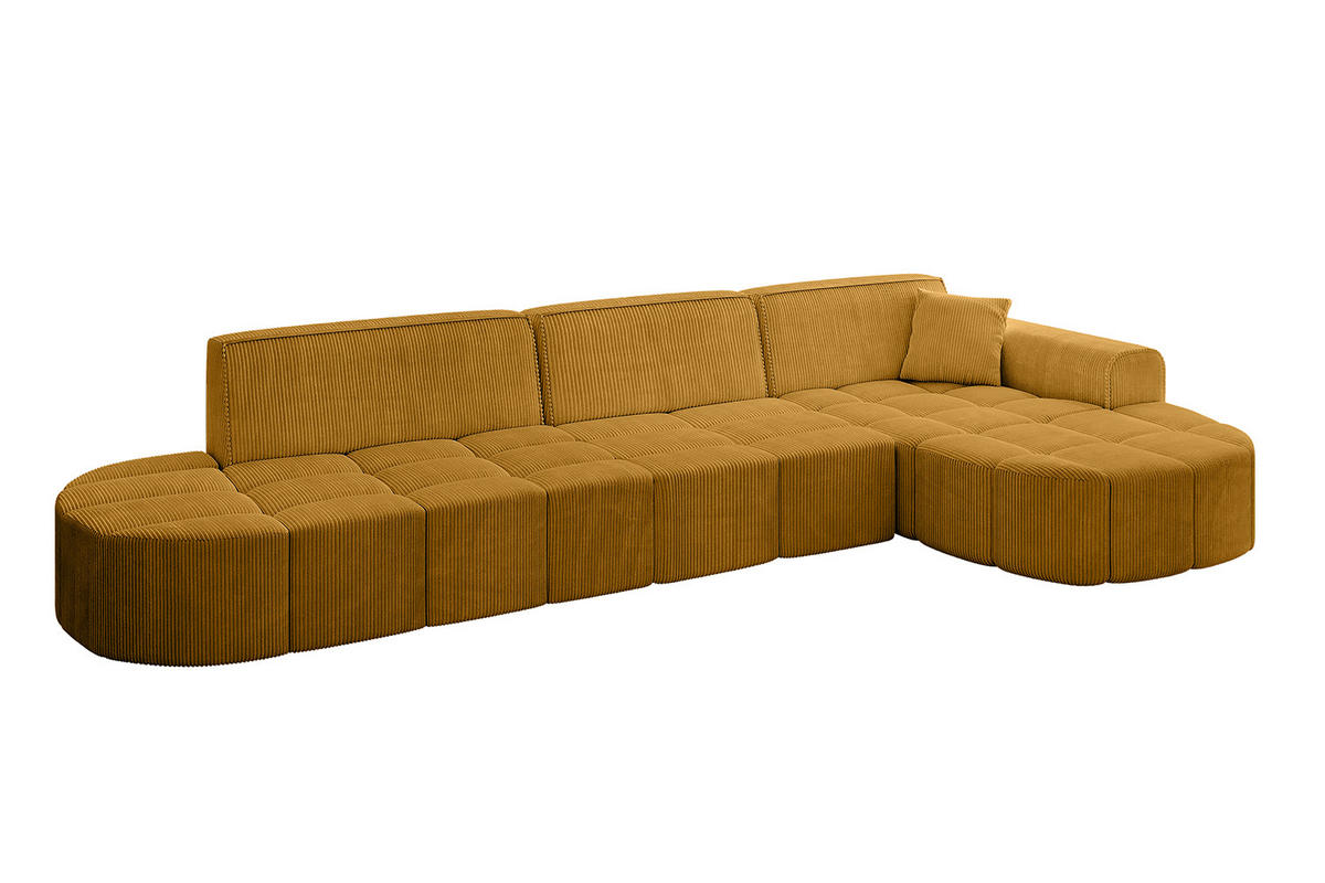 ECKSOFA Ottomane Rechts LIVO-L2 - 337x173x79,5 cm Senfgelb - Currygelb/Gelb, Holzwerkstoff/Textil (337/173cm) - ALTDECOR