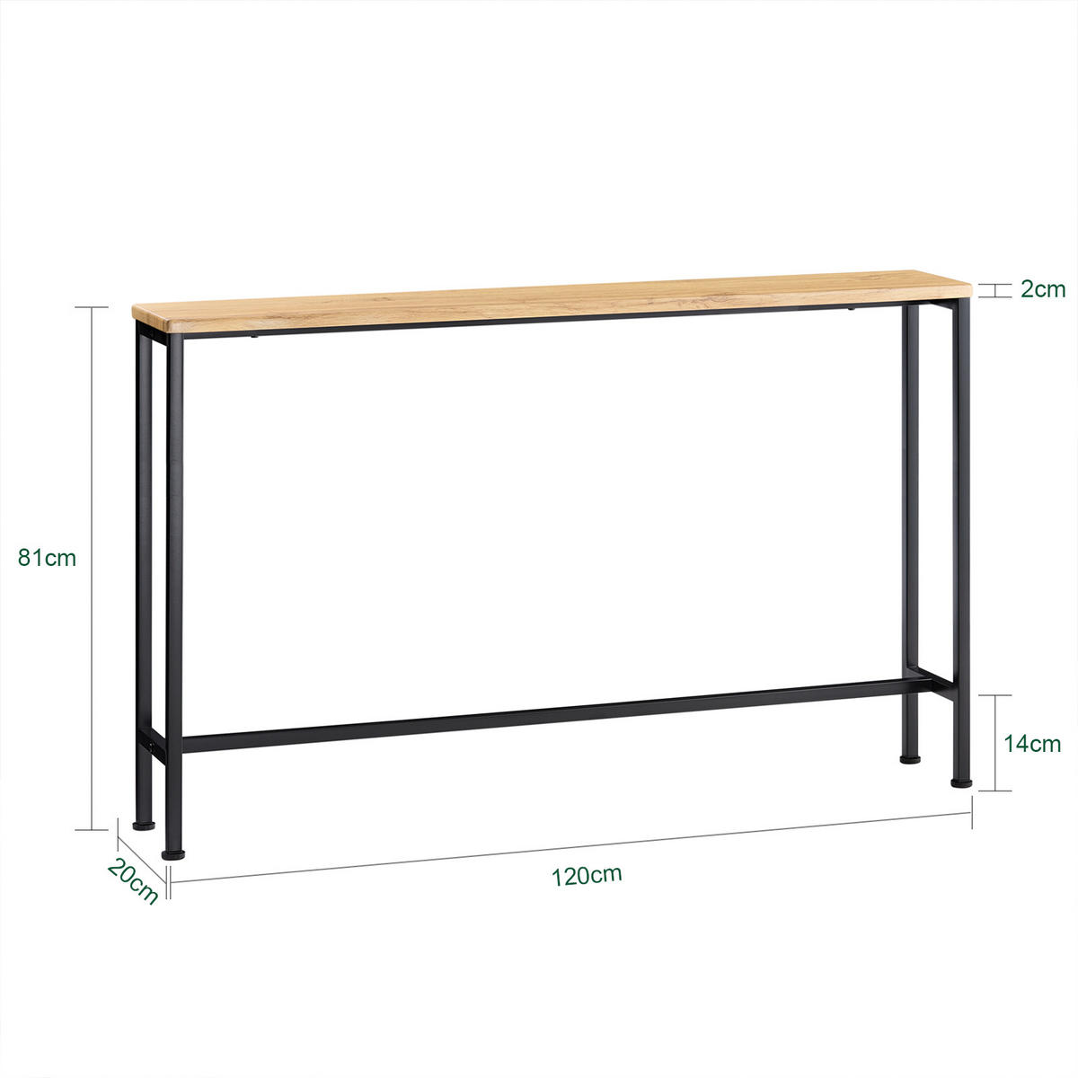KONSOLENTISCH Natur-Schwarz - Schwarz/Naturfarben, Holzwerkstoff/Metall (20/120/81cm) - SoBuy