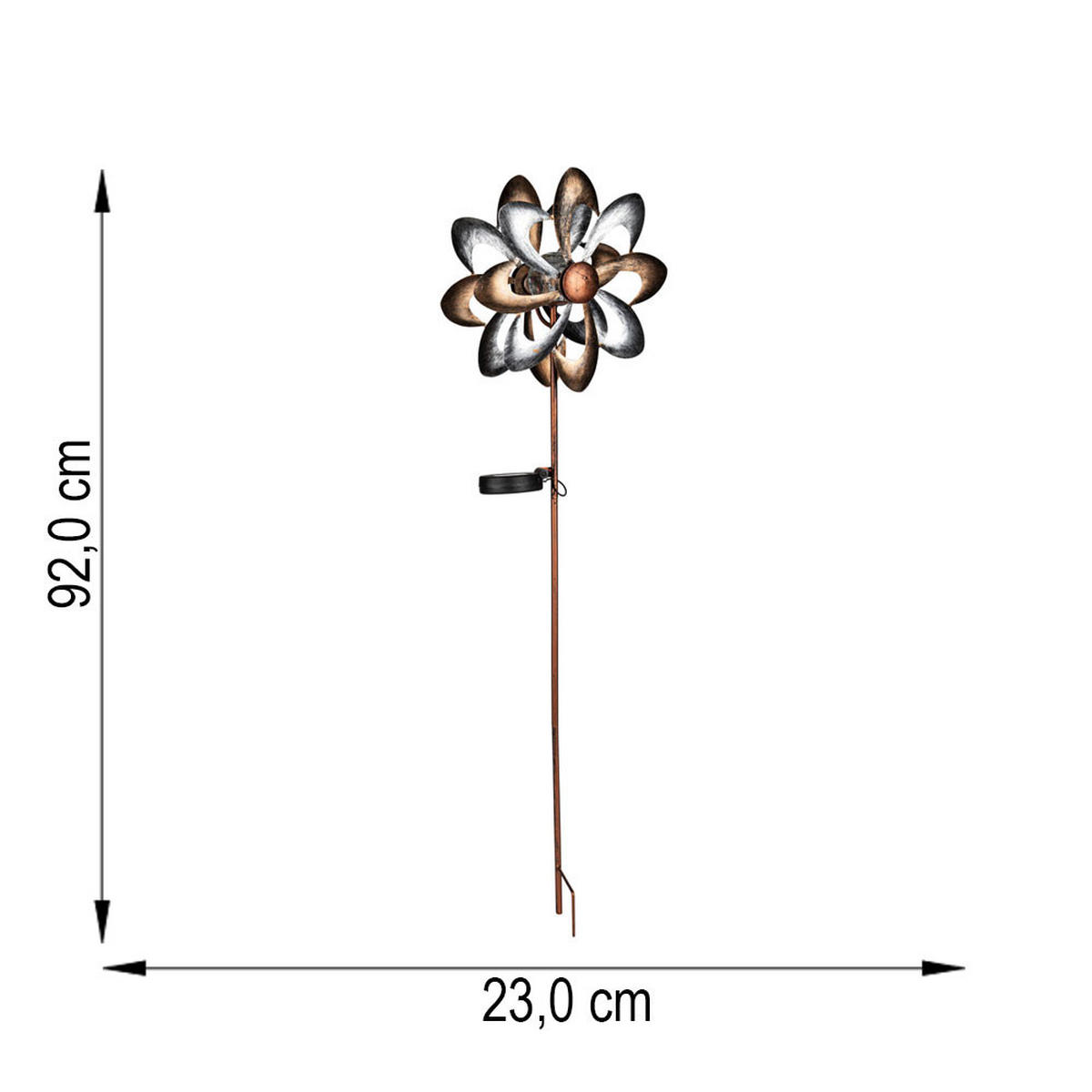 SOLARLEUCHTE Blumen-Design Braun, LED, 92 cm - Braun, Glas (23/12.5/92cm)