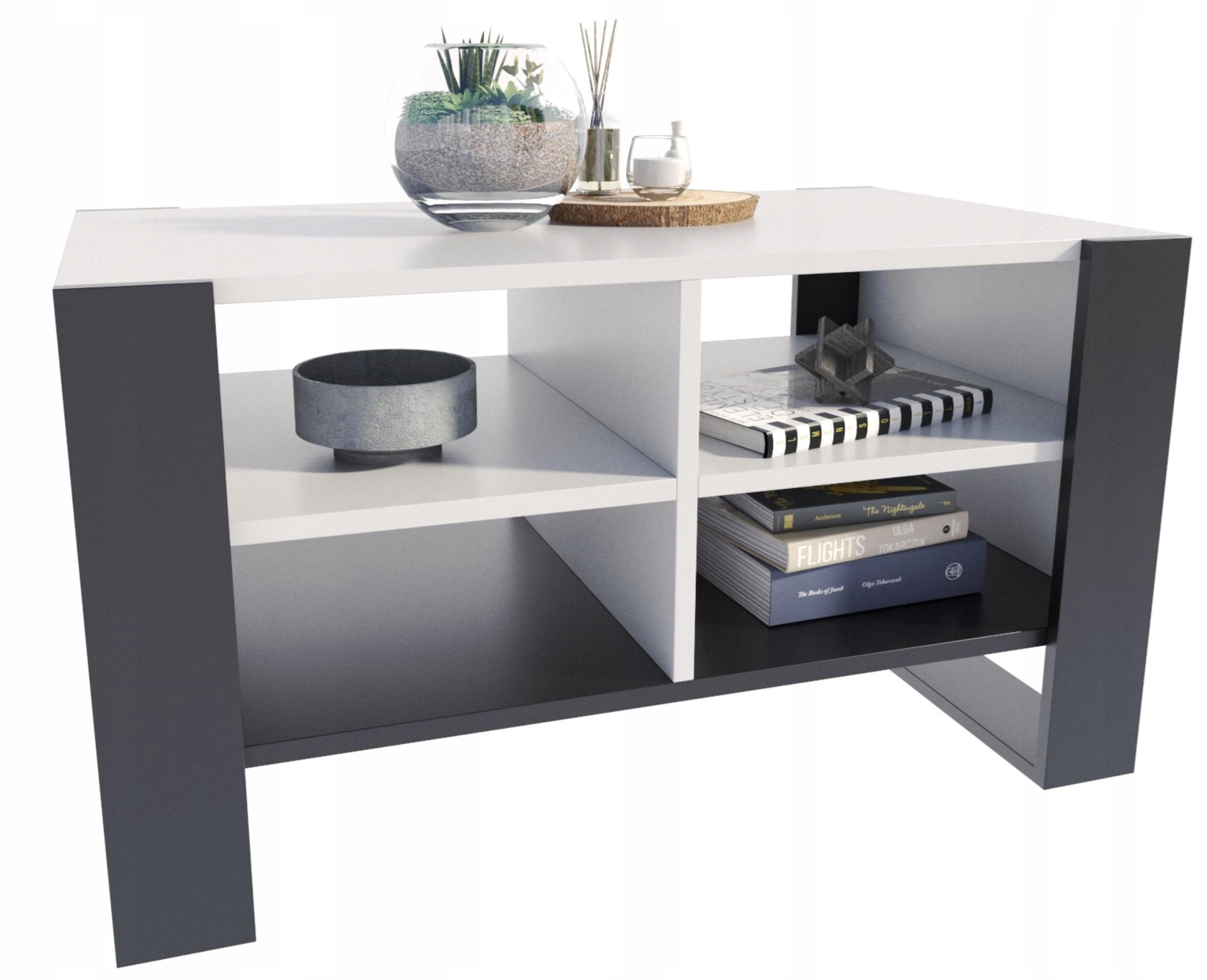 COUCHTISCH FIGA Weiß-Schwarz 100/53,6/50 cm - Multicolor, Holzwerkstoff (53.6/100/50cm) - Matkam Möbel