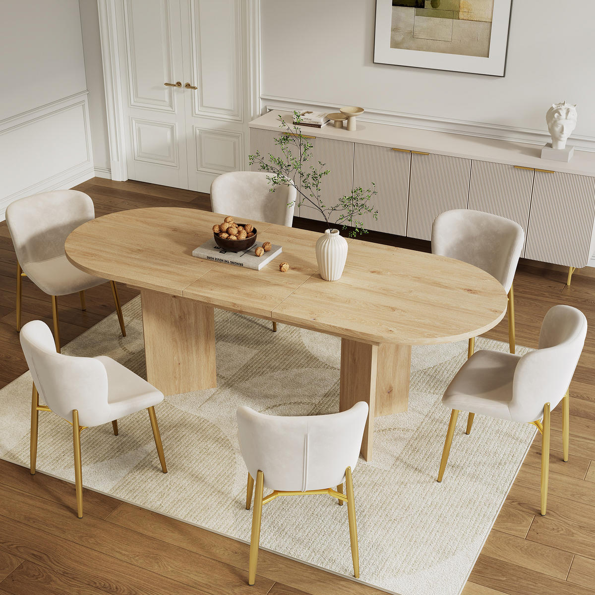 AUSZIEHTISCH Eichefarben 120-160/80/75 cm - Eichefarben, Holz (80/160/75.5cm) - PANGIVO
