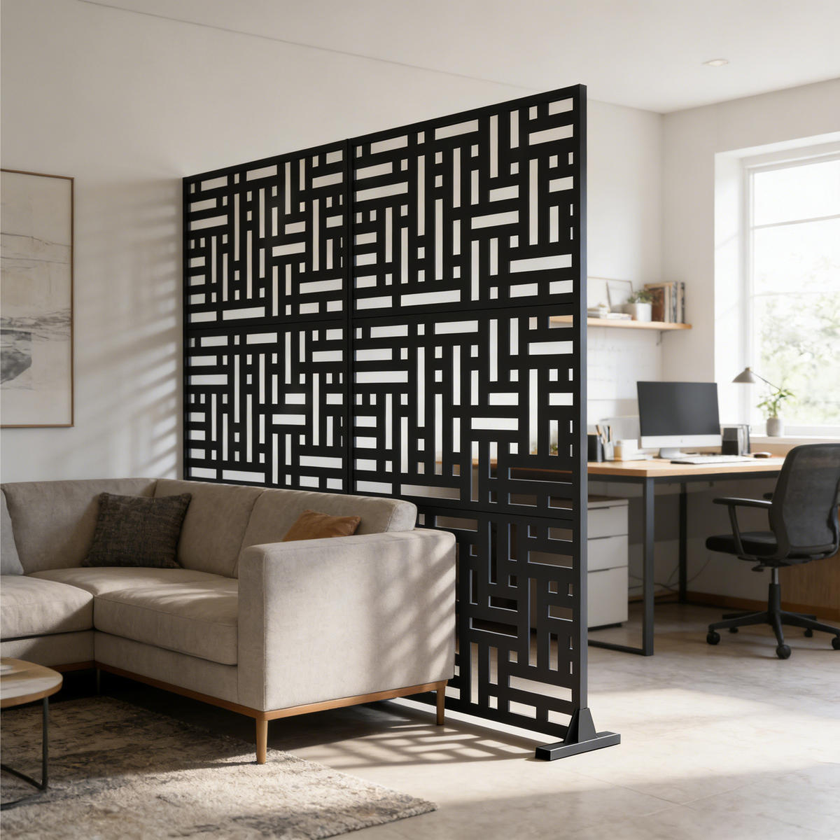 TRENNWAND Bernalda - Schwarz, Metall (90/180cm) - casa.pro