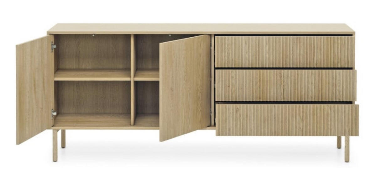 KOMMODE Weiß AVO Gerillt Niedrig 187 cm - Gelb, Holz (187.1/79.8/39.5cm) - Sepro Meble
