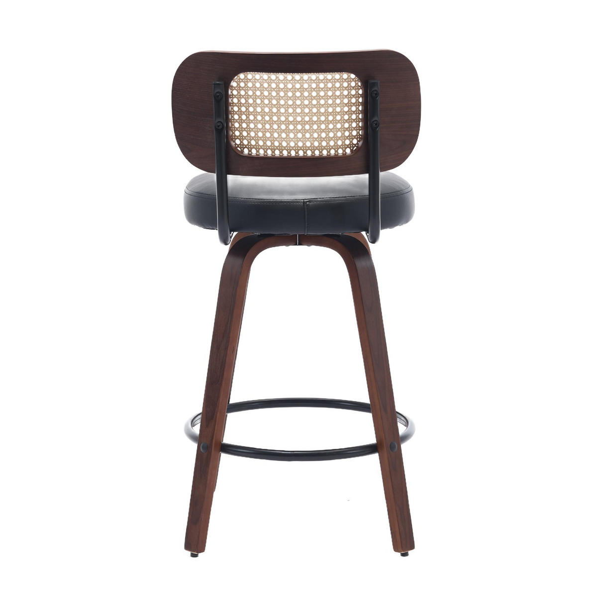 BARHOCKER 2er-Set,Drehstuhl,360° drehbar,PU-Leder,Schwarz - Schwarz, Holz (42/90/56cm) - LVHOM