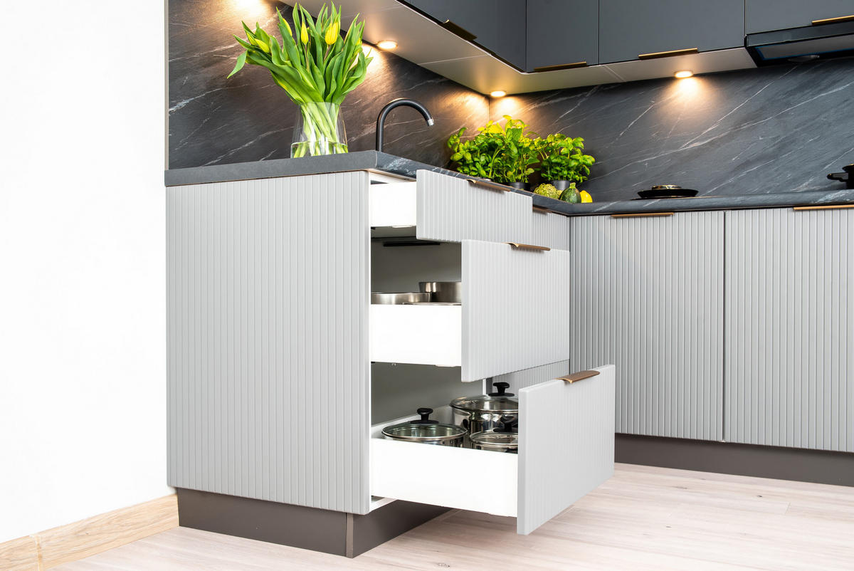 GESCHIRRSPÜLEFRONTEN - FZ 60 PO ( S2100/61 ) - KATE - Elegante Geräte-Front - Grau, Holz/Metall (60/57/1.9cm) - ROYAL24_MARKT