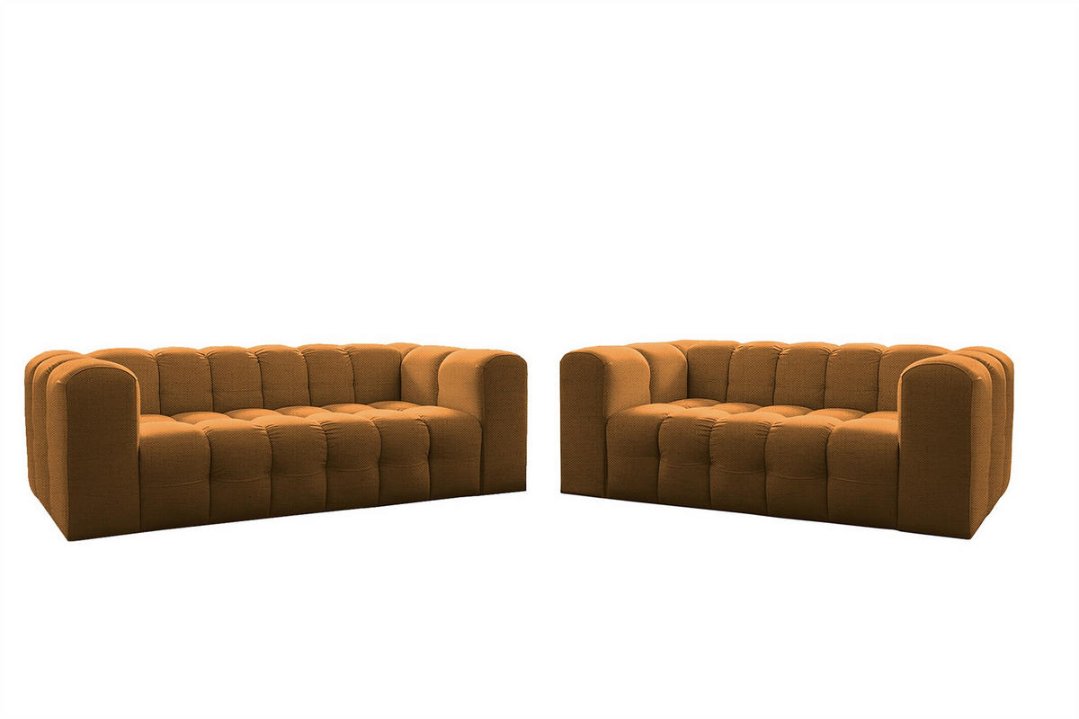 SOFASET Solvie 3-4 In Moly - Orange, Holzwerkstoff/Textil (250/75/106cm) - Fun Möbel