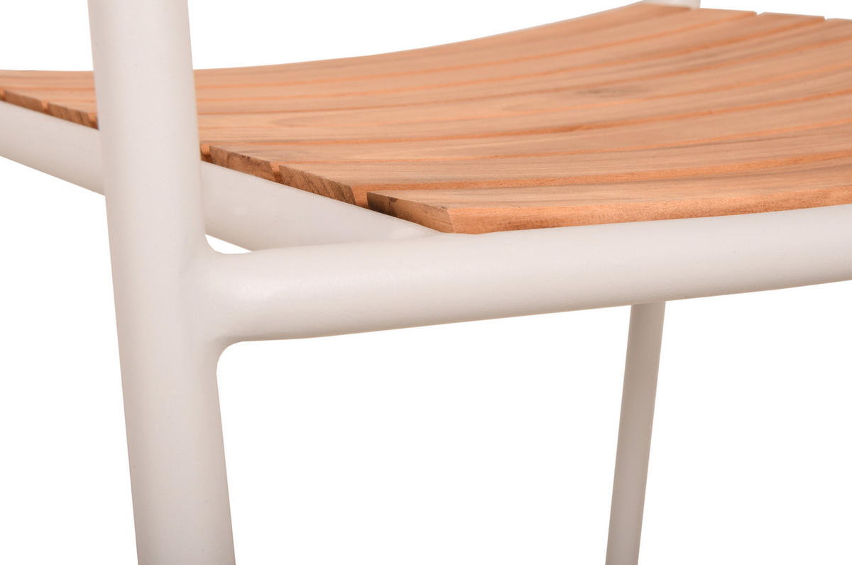 GARTENSTUHL Mila 4er Set Teak Weiß 84x55x54cm - Weiß, Holz (55/84/54cm) - DELUKE