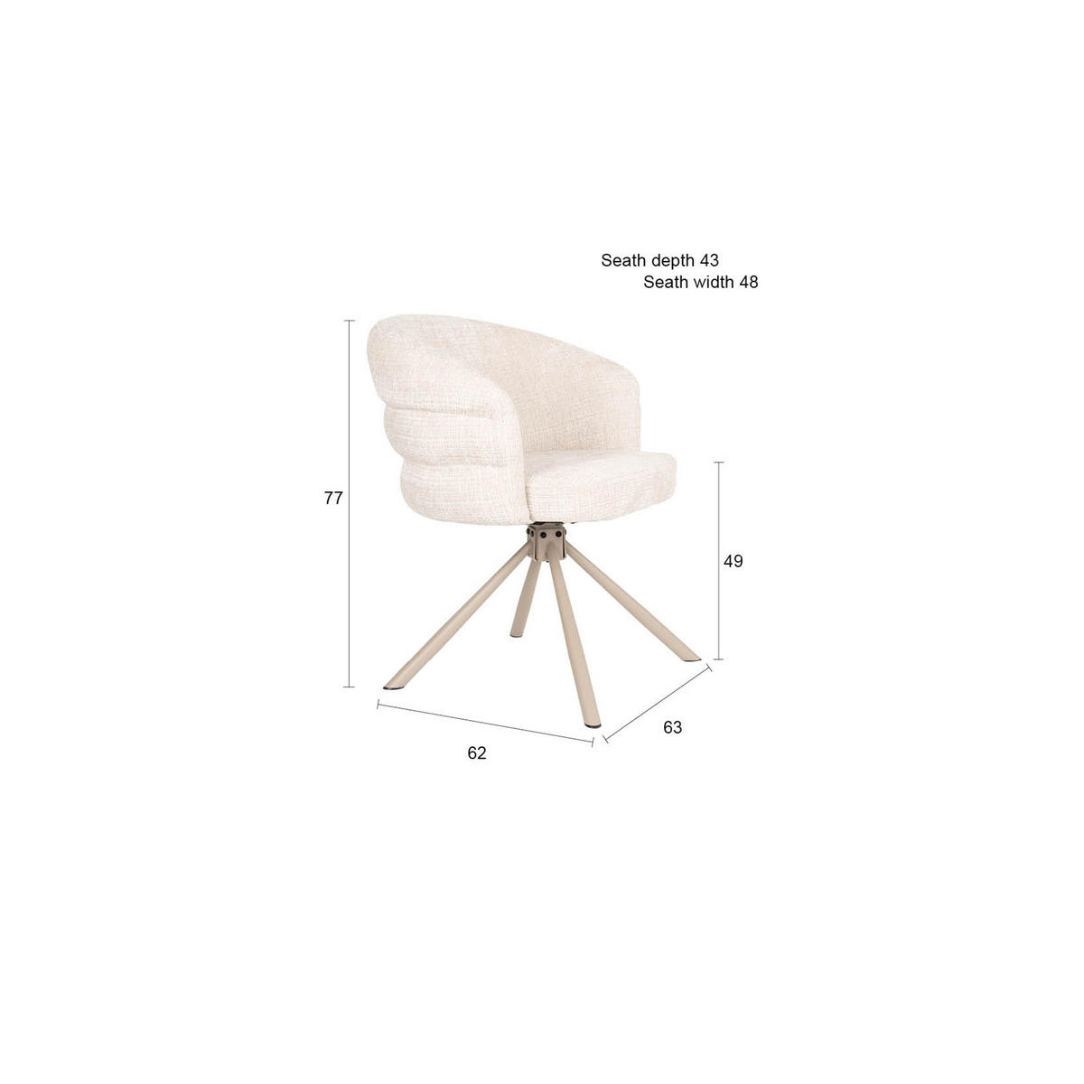 ESSZIMMERSTÜHLE Marjolein Armleuning Beige - 2 er Set - Beige, Kunststoff (62/77/63cm) - Housecraft Living