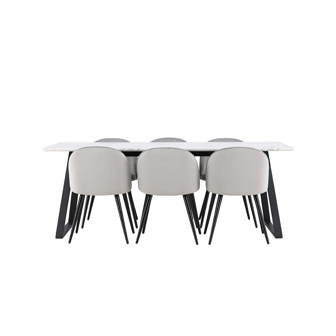 ebuy24 TISCHGRUPPE Grau 200cm × 90cm × 75cm