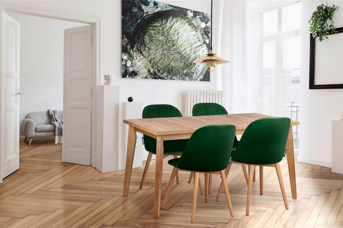 ESSTISCH RHENA ausziehbar bis 190cm, Beige - Eichefarben/Beige, Holz (150/77/80cm) - KONSIMO®