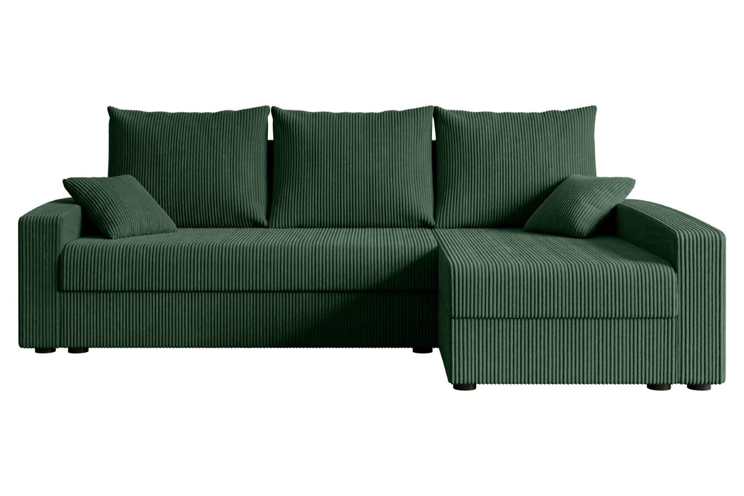 ECKSOFA mit Schlaffunktion und Bettkasten ALESIA-L 231x140x90 cm Grün Cord - Silberfarben/Grün, Holzwerkstoff/Kunststoff (231/140cm) - ALTDECOR