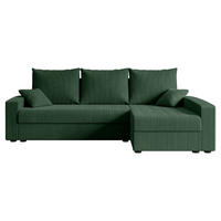 ECKSOFA mit Schlaffunktion und Bettkasten ALESIA-L 231x140x90 cm Grün Cord - Silberfarben/Grün, Holzwerkstoff/Kunststoff (231/140cm) - ALTDECOR