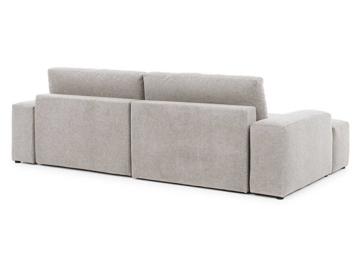ECKSOFA Lennon aus Beige Strukturstoff mit Schlaffunktion und Bettkasten - Beige/Schwarz, Holz/Kunststoff (137/264cm) - S-Style