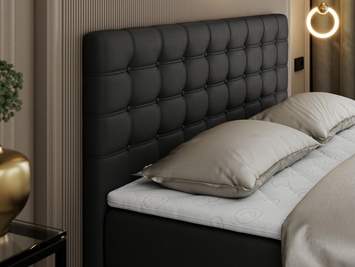 BOXBETT SUSAN 120/200 Schwarz Kunstleder - H4 - Schwarz, Holz/Textil (120/200cm) - MKS
