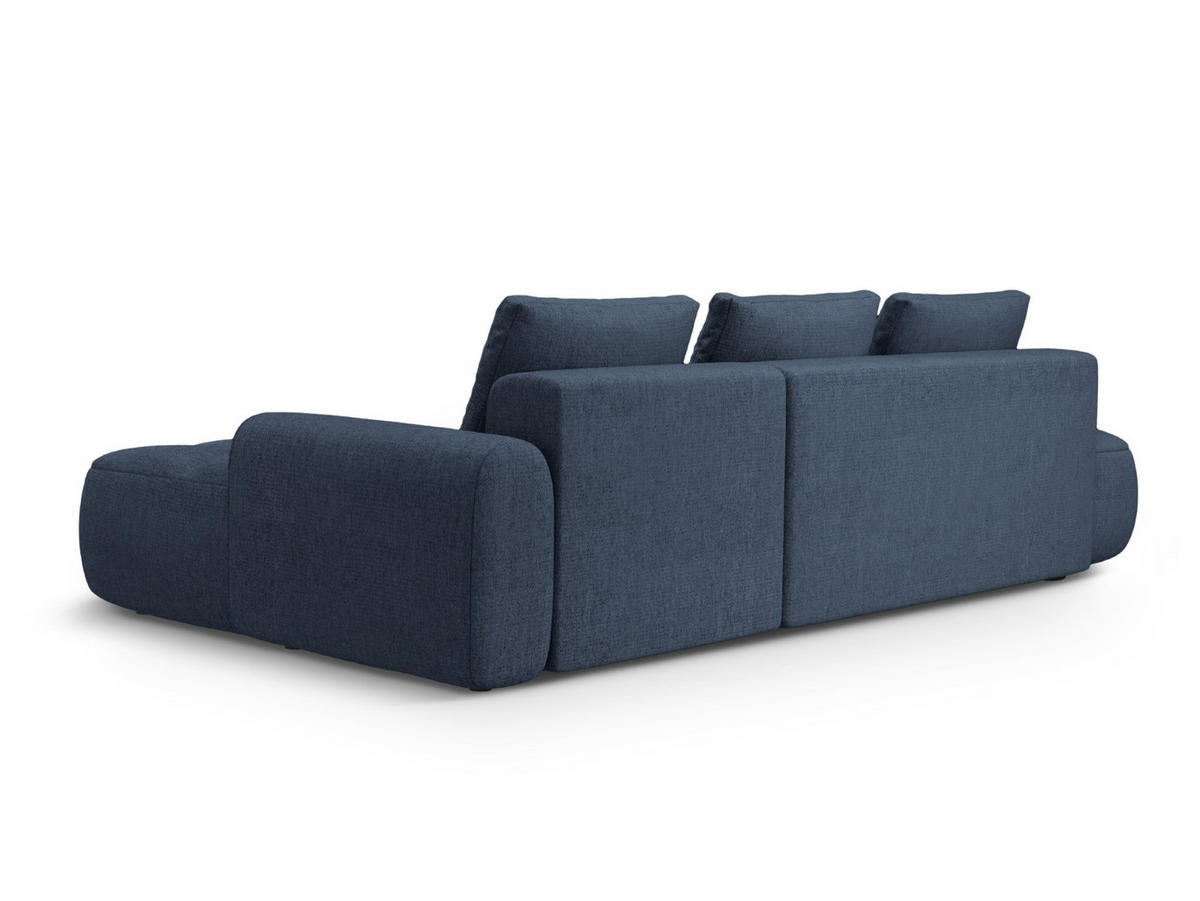 AUSKLAPPBARES-ECKSOFA rechts mit Container Linz aus strukturiertem Stoff dunkelblau 3 Sitzplätze - Dunkelblau, Textil (142/275cm) - Cosmopolitan Design