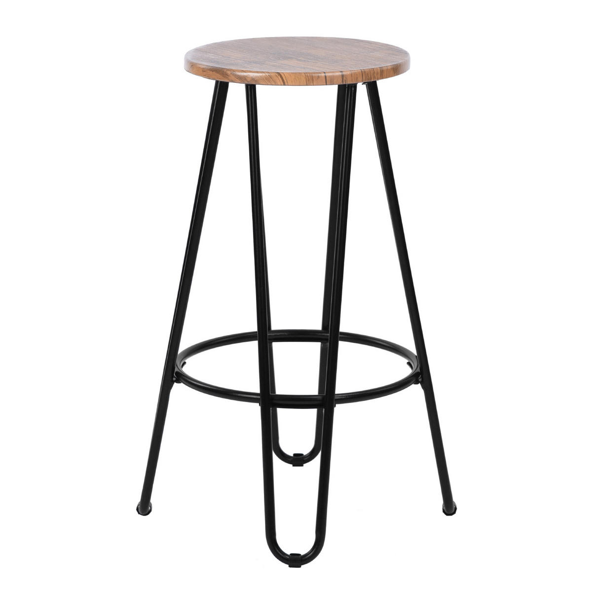 BARHOCKER 2er-Set Metallbeine, Holzkissen - Schwarz/Braun, Metall (30/63/30cm) - Urban Meuble