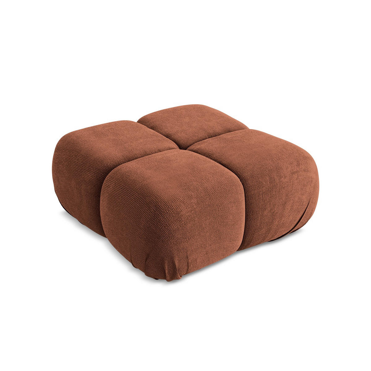 POUF Chenille Stoff Orange - Terracotta/Schwarz, Kunststoff/Textil (95/41/95cm) - Makamii