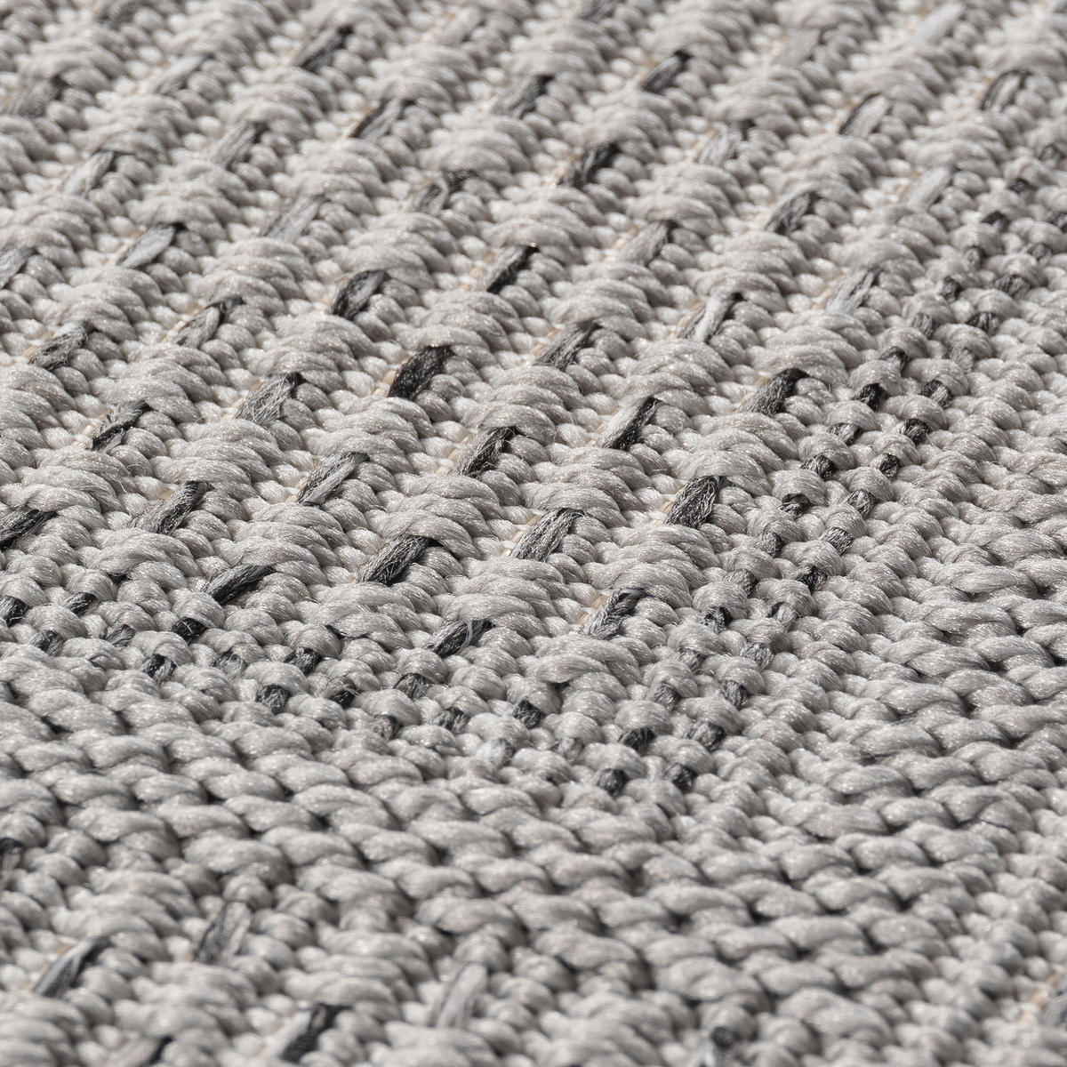 TEPPICH Outdoor Flachgewebe Bordürenmuster Polypropylen Terrasse Grau Rechteckig 120x170 - Grau, Textil (120/170cm) - KADIMA DESIGN