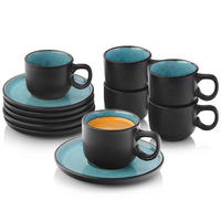 ESPRESSOTASSEN SET GRANADA - 12 teilig aus Steingut - Blau, Stein (0.08L) - Sänger