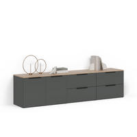 WOHNWAND Piave Anthrazit 3 Teile - Anthrazit, Holzwerkstoff (80/50/40cm) - Livinity®
