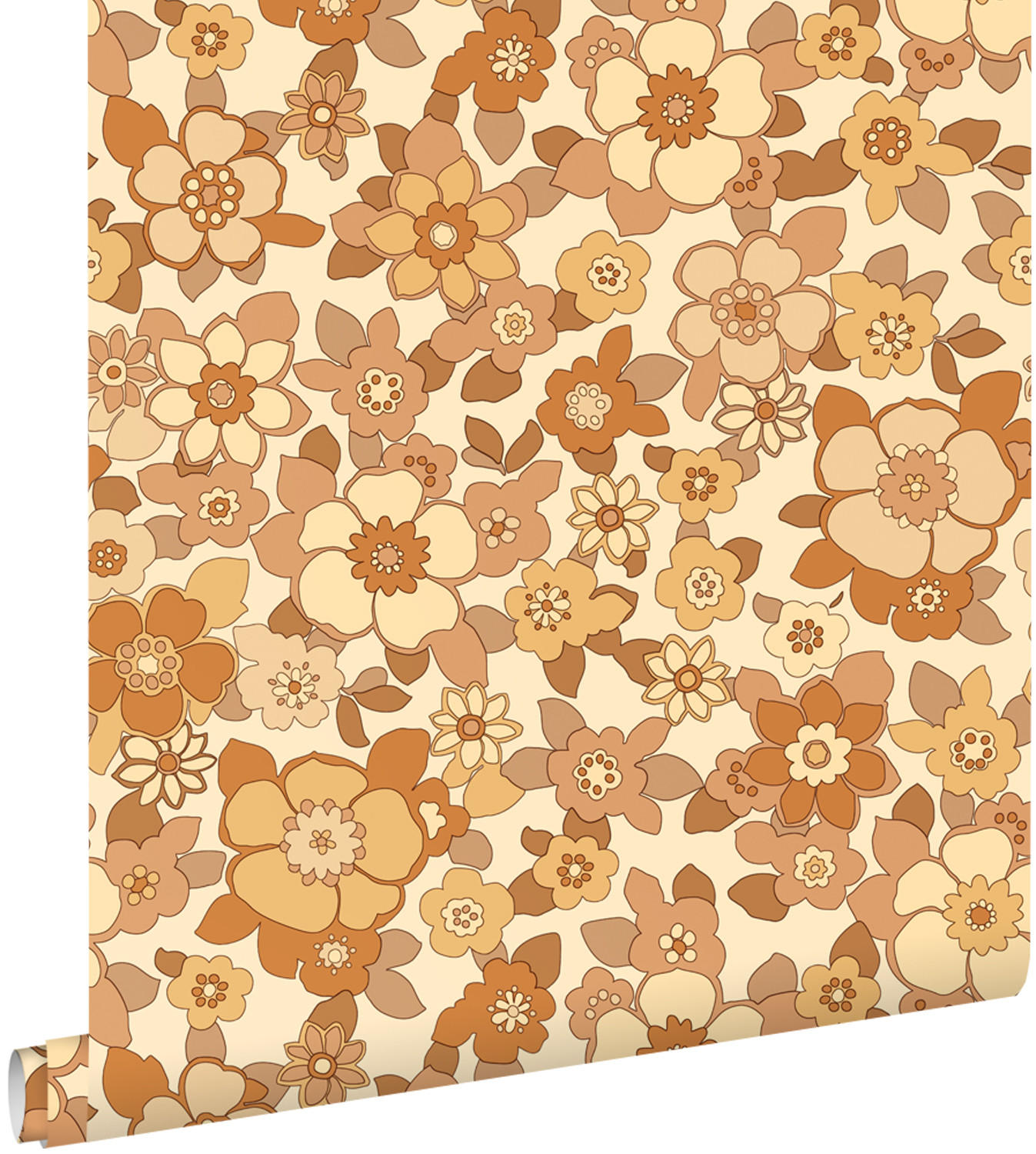 TAPETE Retro Blumen 50 x 900 cm - Gelb, Papier (50/900cm) - ESTAhome