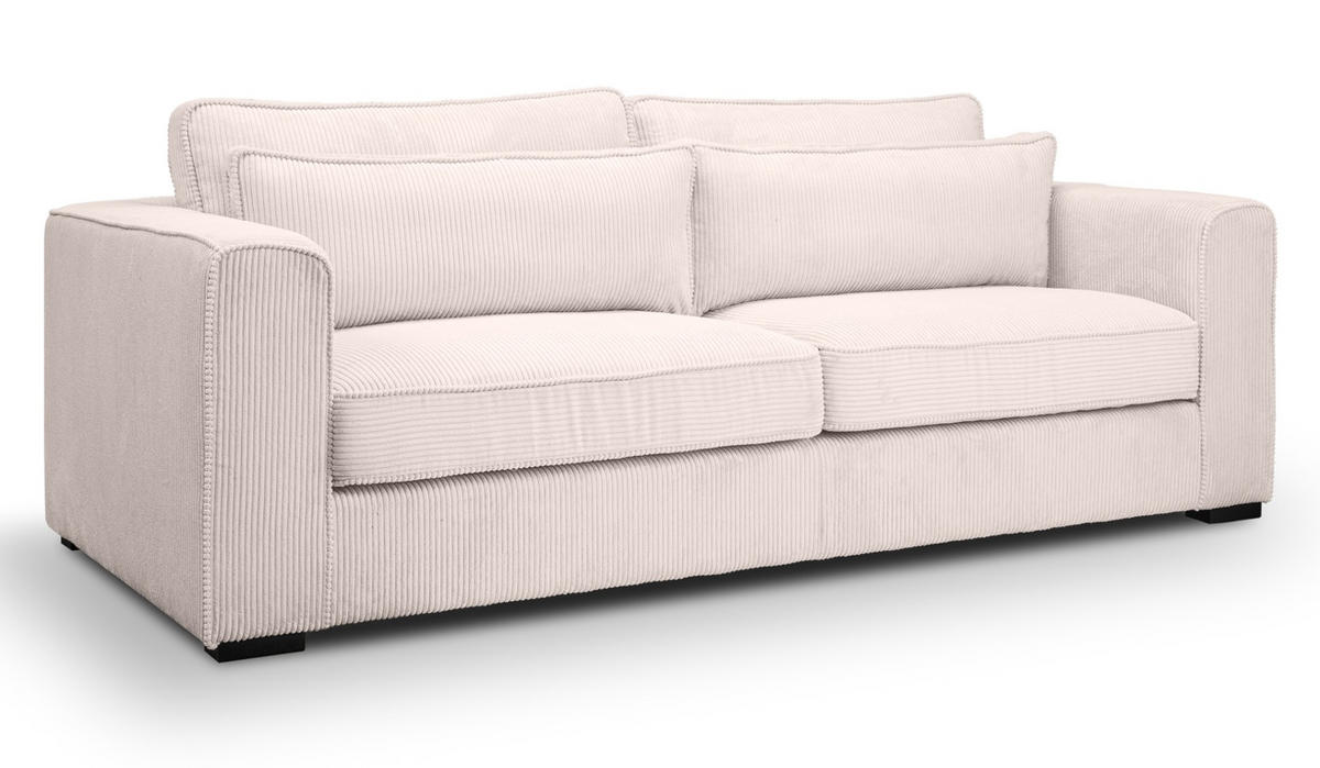SOFA grau-beige Cord 3-Sitzer 241 cm, Couch mit Wellenfederung - Beige/Schwarz, Holzwerkstoff/Kunststoff (241/92/112cm) - Inn.Furn