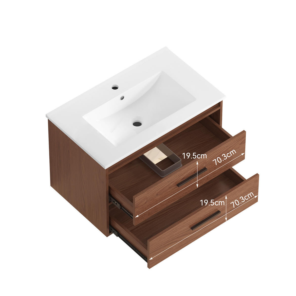 WASCHTISCH Rotbraun 75 cm - Rotbraun, Holz (76/52/46cm) - PANGIVO