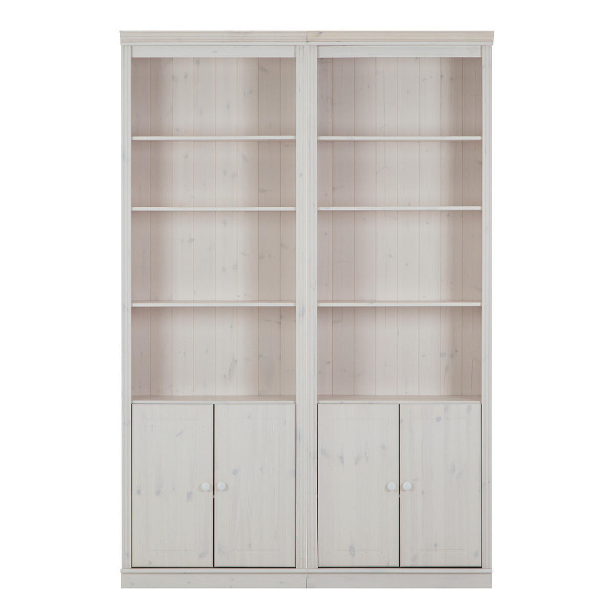 BÜCHERWAND - Kiefer massiv, Typ A - Weiß/Kieferfarben, Holz (148/223/37cm) - home24