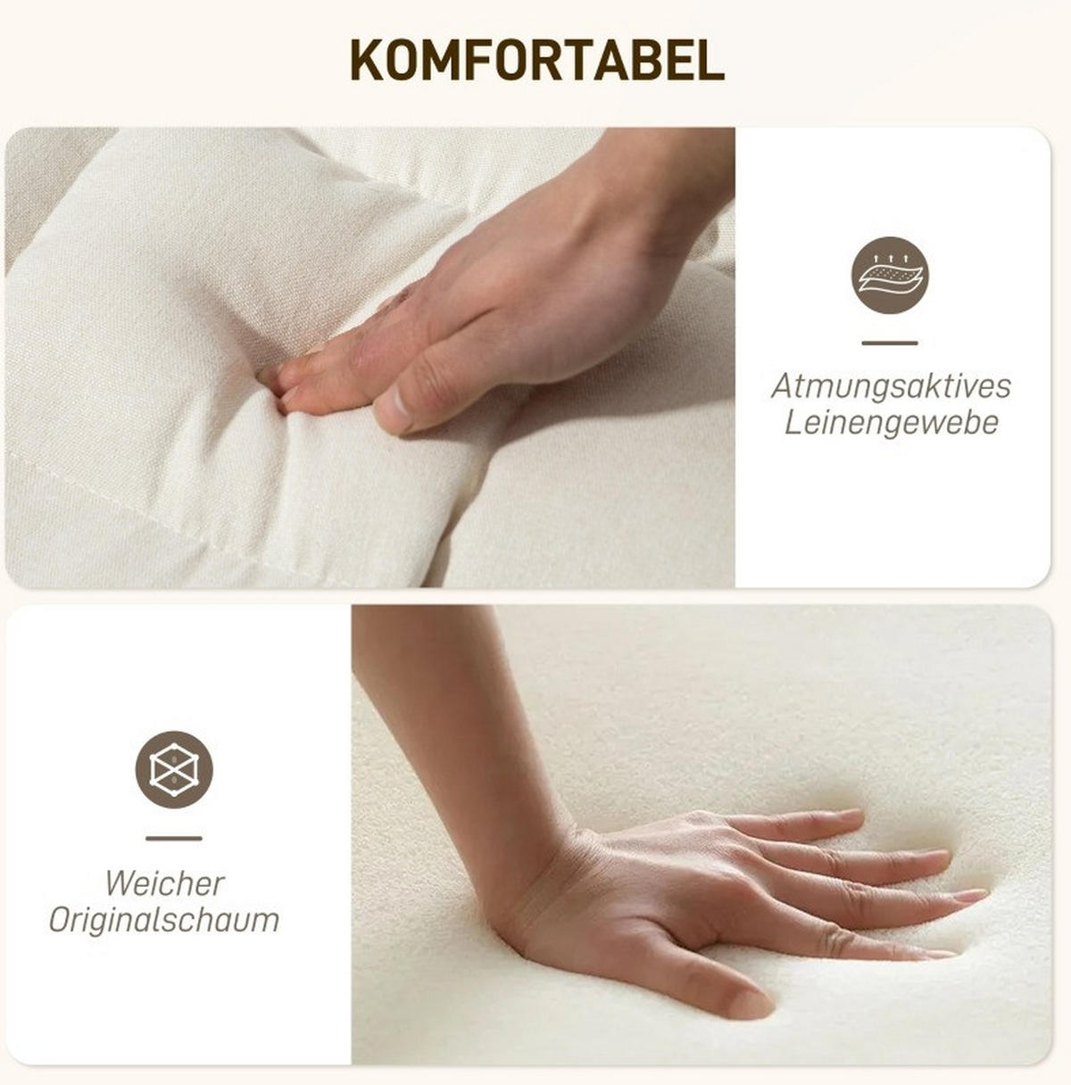 RELAX-SCHAUKELSTUHL 67/106-123/92 cm mit Fußstütze und Polsterung in Cremeweiß - Creme, Textil (67/92/106cm) - BEAOK