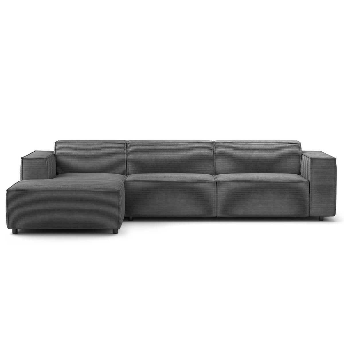 ECKSOFA mit Longchair - Anthrazit/Schwarz, Kunststoff/Textil (294/177cm) - home24
